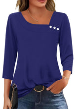 LOMON Womens 3/4 Length Sleeve T Shirts Asymmetrical Neck Tops Business Blouses for Women Fashion 2026