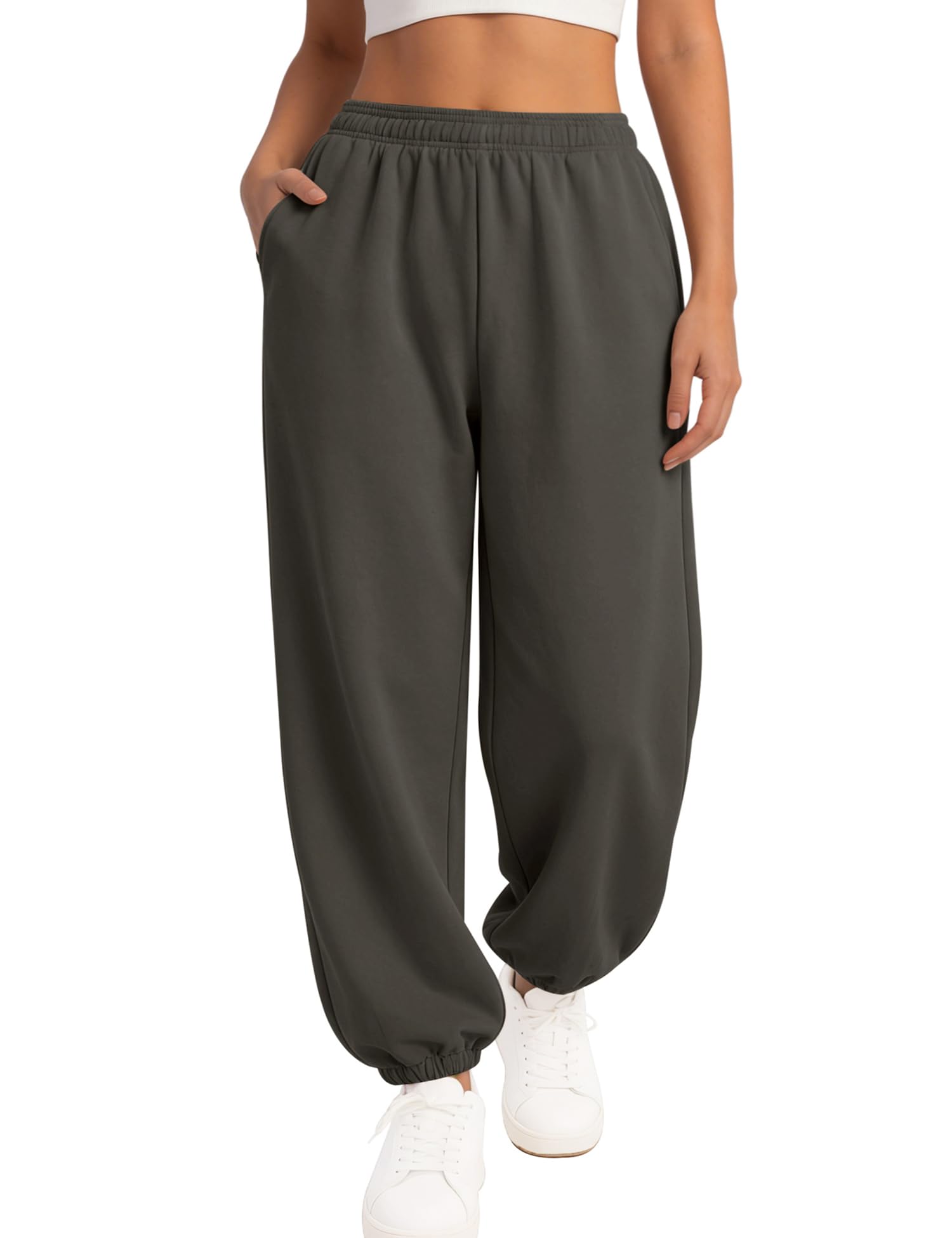 LOMON Sweatpants Women Fleece Joggers Wide Leg Sweat Pants Baggy Gym Sweatpant Winter Spring Drawstring Clothes with Pockets