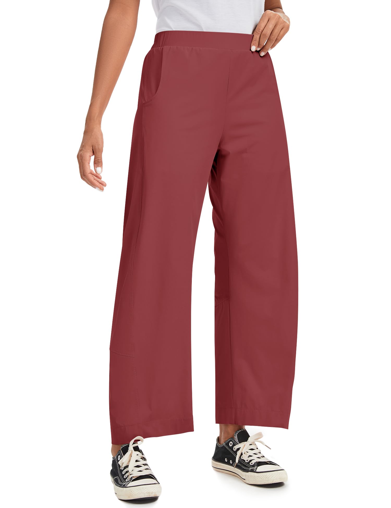 LOMON Wide Leg Barrel Pants for Women 27" Work Dress Casual Golf Loose Fit Crop Ankle Palazzo Slacks with Pockets Spring 2026