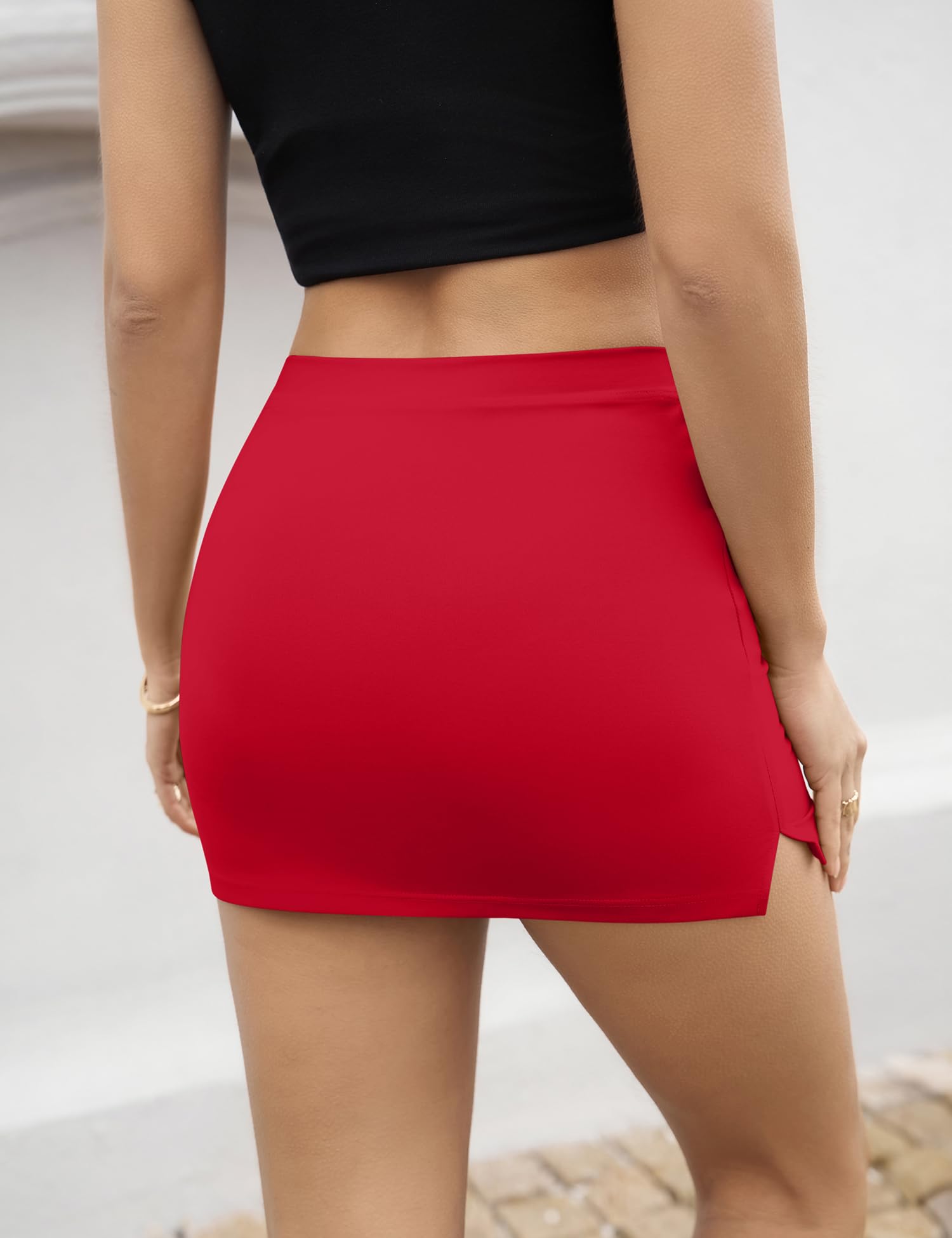 LOMON Mini Skirts for Women with Shorts Underneath Sexy Y2k Bodycon Low Rise Skorts Stretchy Trendy Club Going Out Outfits