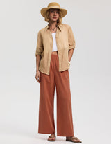 LOMON Cotton Linen Pants Women Wide Leg Palazzo Pants Beach Vacation Outfits Summer 2026 Flowy Clothes Trousers with Pockets