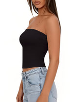 LOMON Summer Tube Tops for Women 2026 Y2k Sexy Going Out Crop Strapless Sleeveless Basic Fitted Bandeau Tank Top