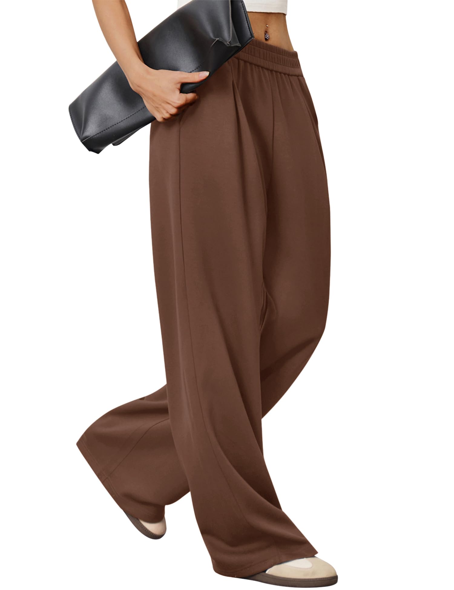 LOMON Womens Wide Leg Pants Travel Casual Lounge High Waist Flowy Palazzo Pants with Pocket Loose Spring Summer Clothing