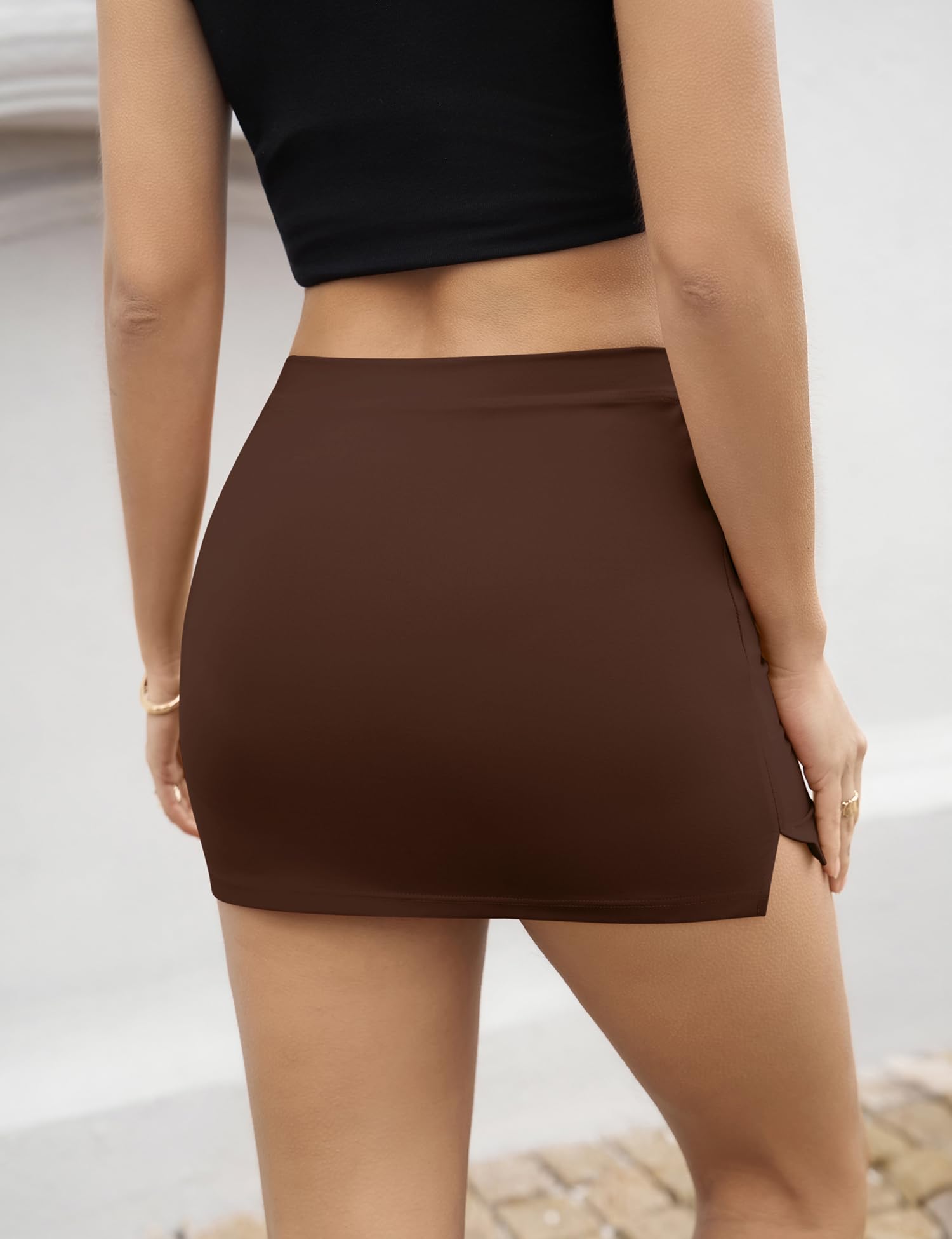 LOMON Mini Skirts for Women with Shorts Underneath Sexy Y2k Bodycon Low Rise Skorts Stretchy Trendy Club Going Out Outfits