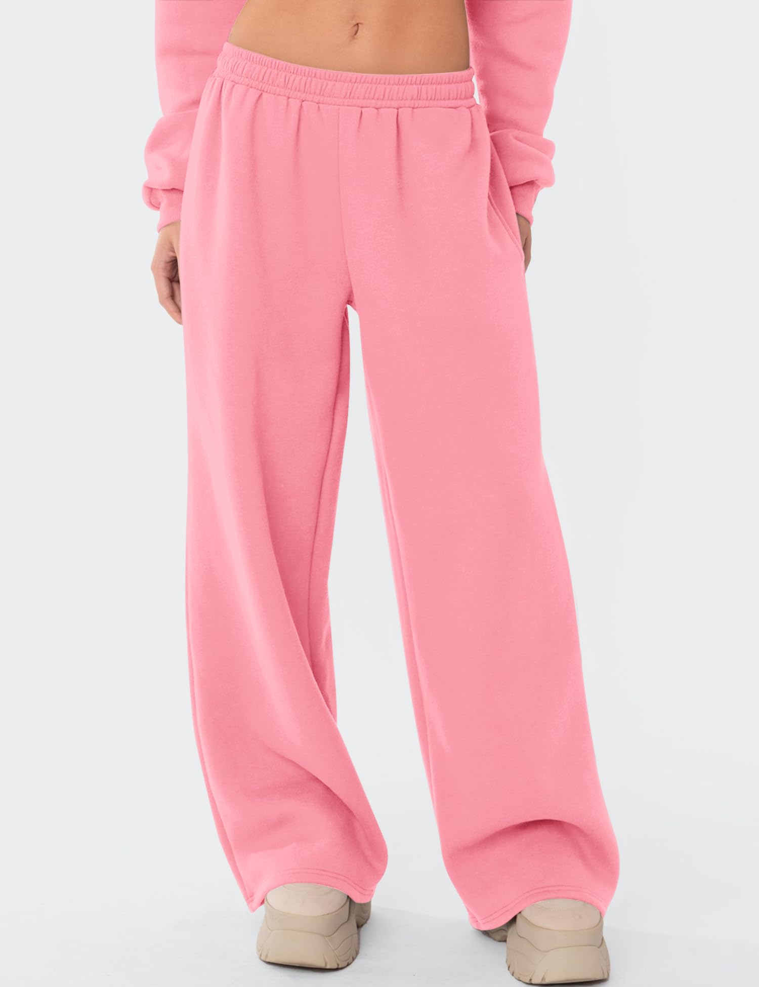 LOMON Wide Leg Sweatpants Women Fleece Sweat Pants Fall Spring Clothes 2026 Teen Girl Baggy Jogger Sweatpant with Pockets