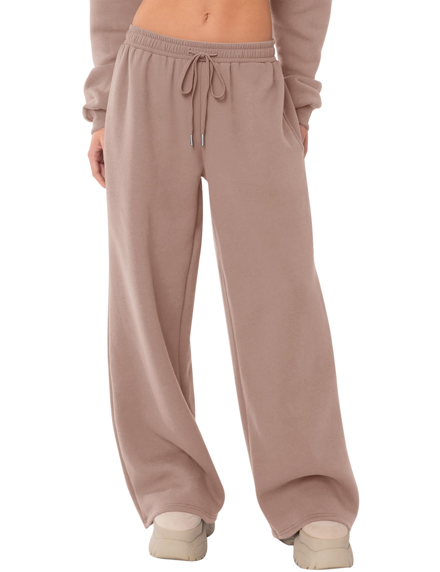 LOMON Women's Sweatpants Wide Leg Fleece Lined Sweat Pants Spring Winter Clothes 2026 Baggy Drawstring Joggers with Pockets