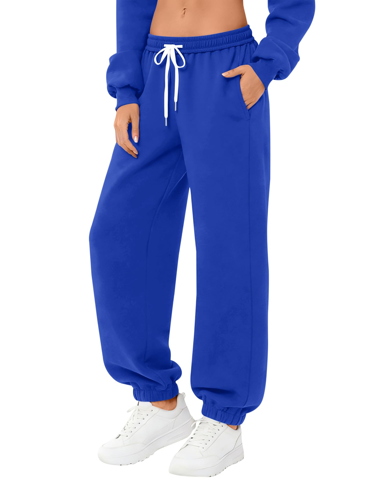 LOMON Sweatpants Women Fleece Joggers Wide Leg Sweat Pants Baggy Gym Sweatpant Winter Spring Drawstring Clothes with Pockets