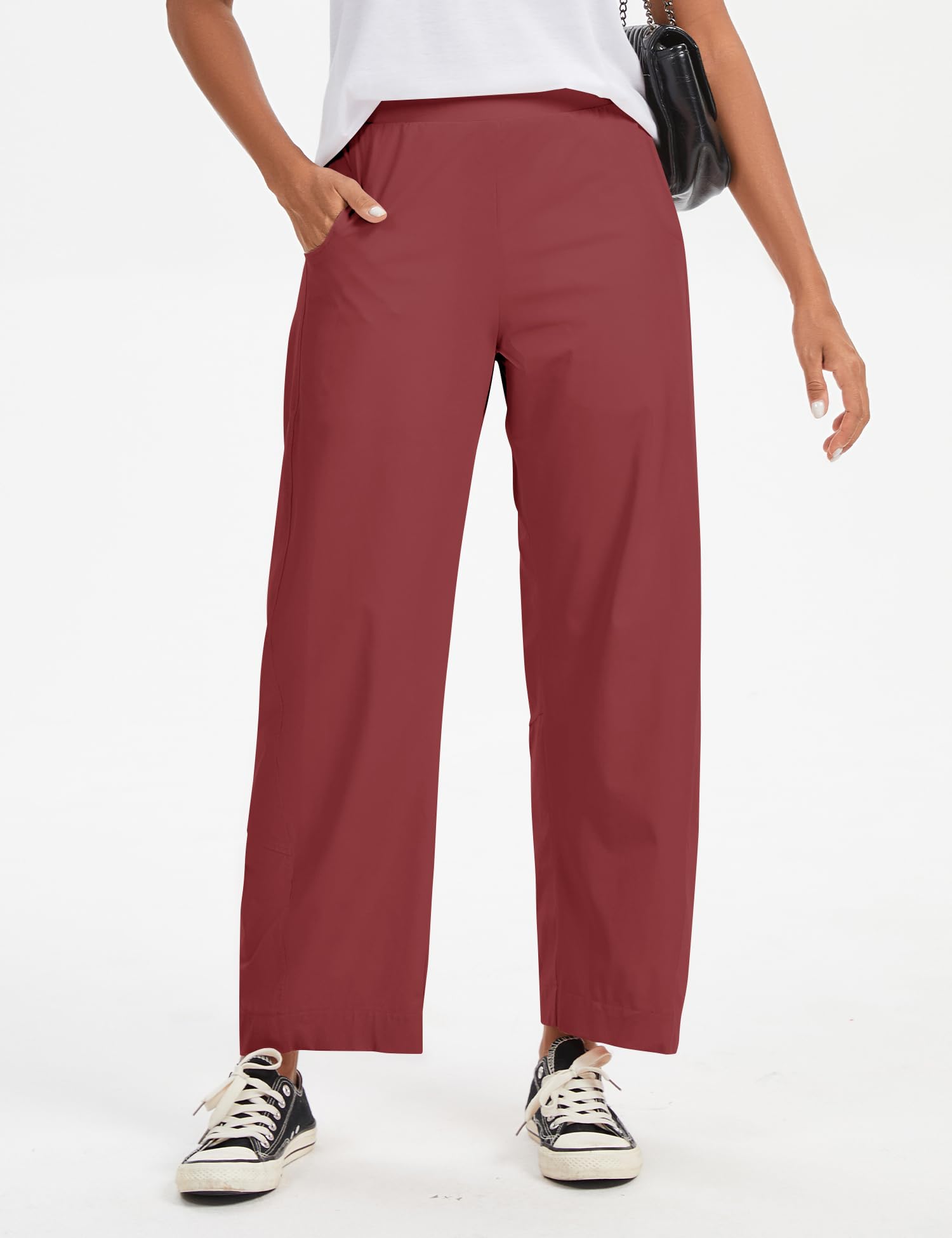 LOMON Wide Leg Barrel Pants for Women 27" Work Dress Casual Golf Loose Fit Crop Ankle Palazzo Slacks with Pockets Spring 2026