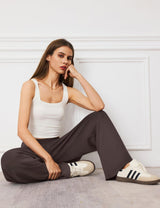 LOMON Womens Wide Leg Pants Travel Casual Lounge High Waist Flowy Palazzo Pants with Pocket Loose Spring Summer Clothing