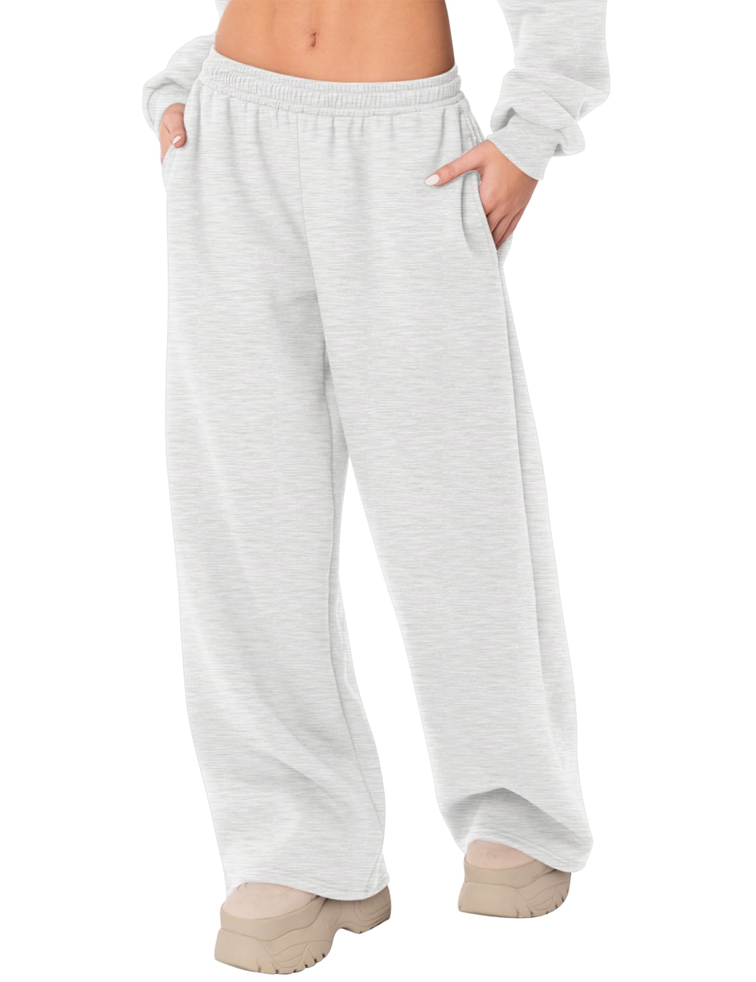LOMON Wide Leg Sweatpants Women Fleece Sweat Pants Fall Spring Clothes 2026 Teen Girl Baggy Jogger Sweatpant with Pockets