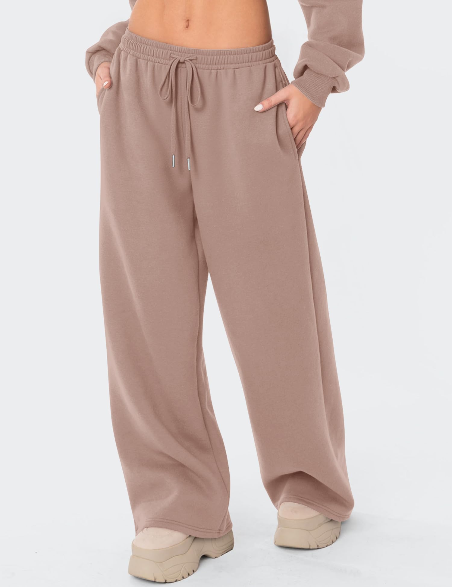 LOMON Women's Sweatpants Wide Leg Fleece Lined Sweat Pants Spring Winter Clothes 2026 Baggy Drawstring Joggers with Pockets