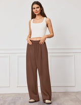 LOMON Womens Wide Leg Pants Travel Casual Lounge High Waist Flowy Palazzo Pants with Pocket Loose Spring Summer Clothing