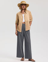 LOMON Cotton Linen Pants Women Wide Leg Palazzo Pants Beach Vacation Outfits Summer 2026 Flowy Clothes Trousers with Pockets