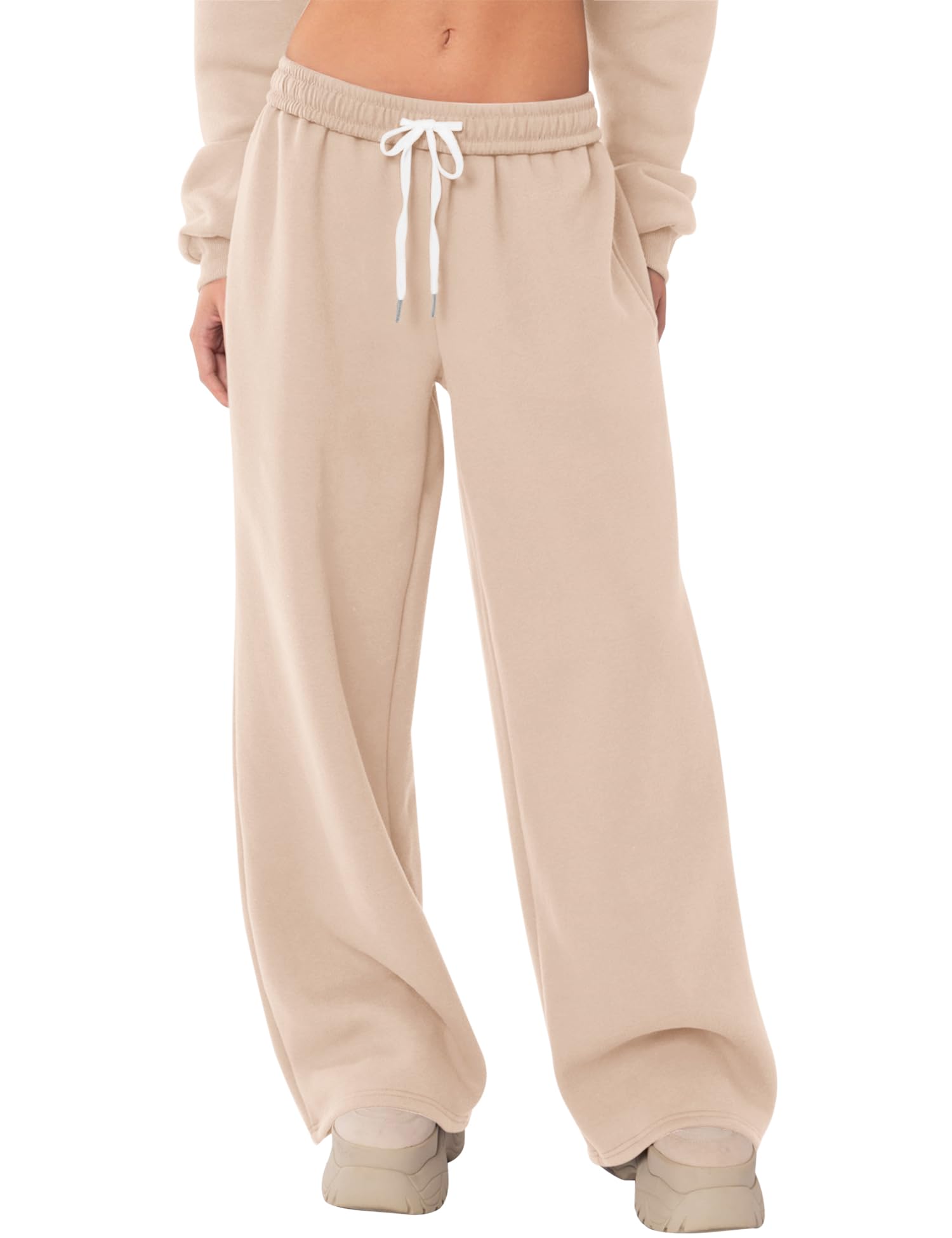 LOMON Wide Leg Sweatpants Women Fleece Sweat Pants Fall Spring Clothes 2026 Teen Girl Baggy Jogger Sweatpant with Pockets