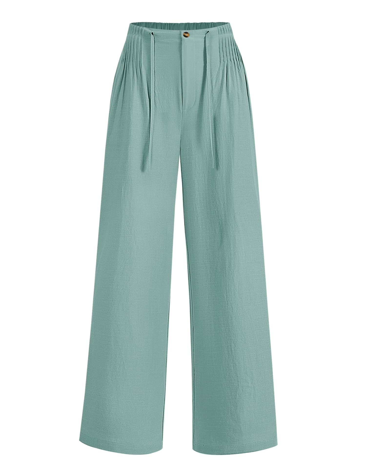 LOMON Womens Linen Pants Summer Wide Leg Cotton Pants Drawstring Elastic Waist Casual Loose Slacks Work Trousers with Pockets