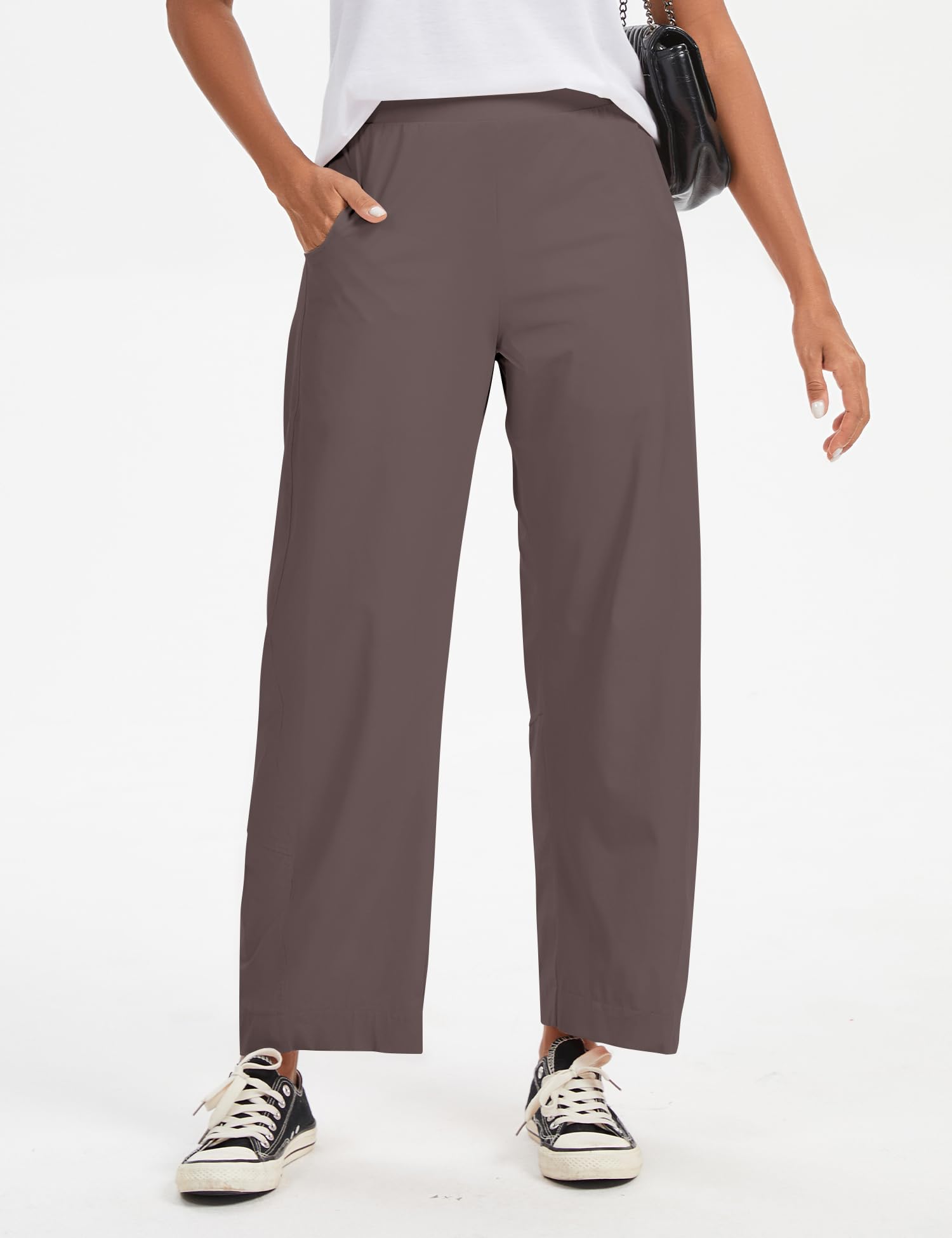LOMON Wide Leg Barrel Pants for Women 27" Work Dress Casual Golf Loose Fit Crop Ankle Palazzo Slacks with Pockets Spring 2026