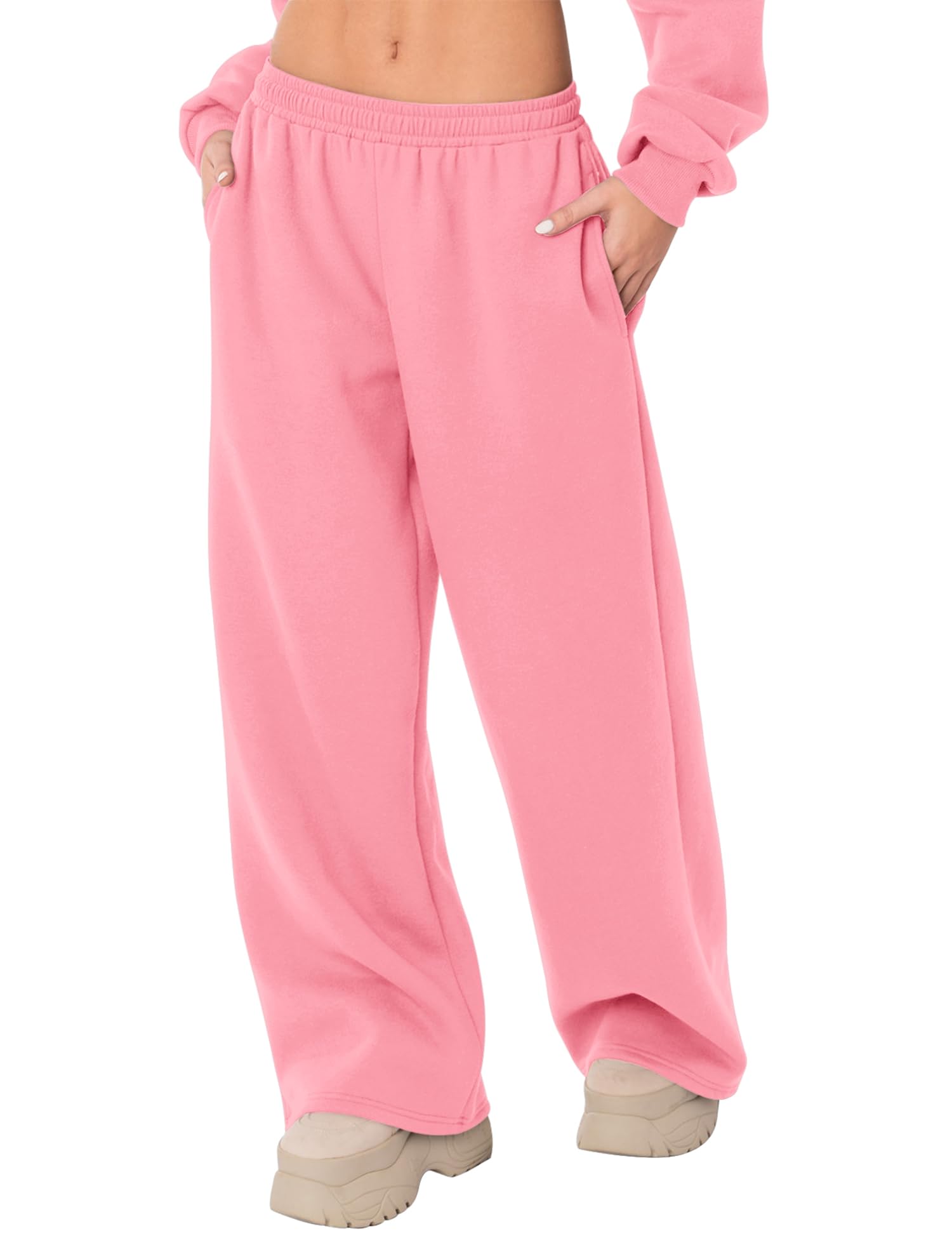 LOMON Wide Leg Sweatpants Women Fleece Sweat Pants Fall Spring Clothes 2026 Teen Girl Baggy Jogger Sweatpant with Pockets