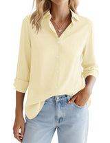 LOMON Button Down Shirt for Women Spring Summer Tops Long Sleeve Business Dressy Casual Blouses Collared Work Outfits Clothes