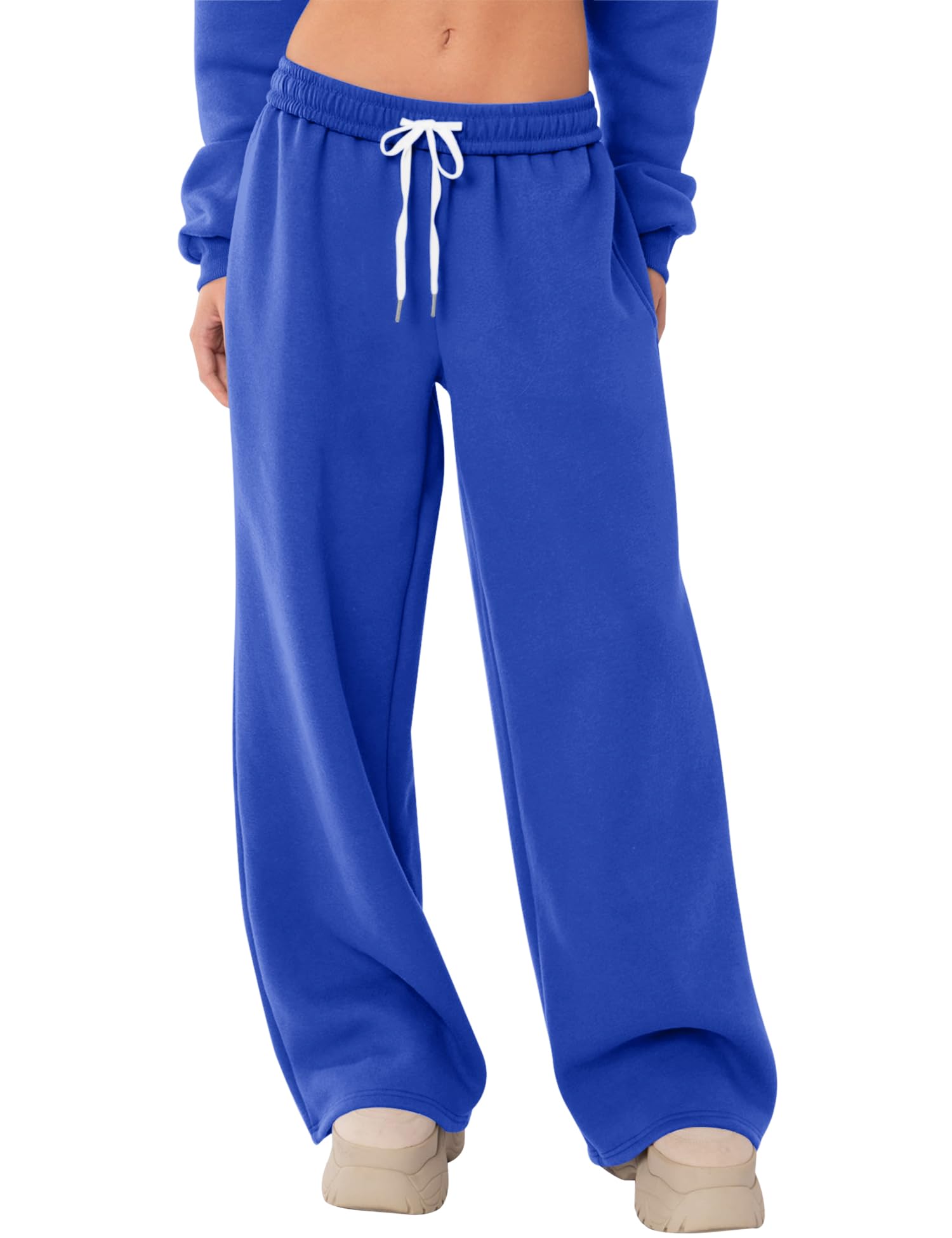 LOMON Wide Leg Sweatpants Women Fleece Sweat Pants Fall Spring Clothes 2026 Teen Girl Baggy Jogger Sweatpant with Pockets