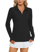 LOMON Women Long Sleeve Shirts Sun Protection 1/4 Zip Summer Quick Dry Hiking Shirts Quarter Zip Pullover for Women