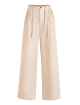 LOMON Womens Linen Pants Summer Wide Leg Cotton Pants Drawstring Elastic Waist Casual Loose Slacks Work Trousers with Pockets