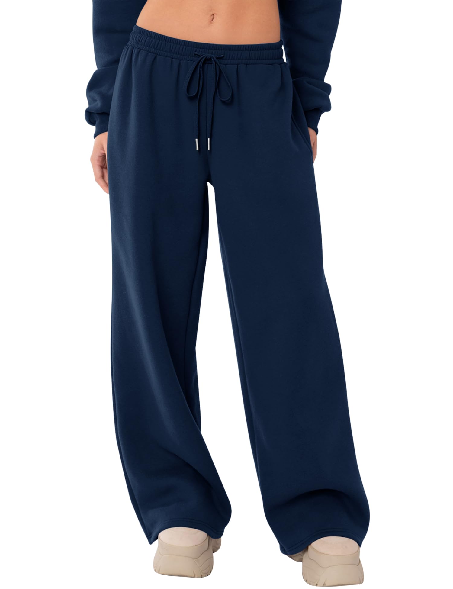 LOMON Women's Sweatpants Wide Leg Fleece Lined Sweat Pants Spring Winter Clothes 2026 Baggy Drawstring Joggers with Pockets
