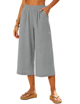 LOMON Women's Wide Leg Capri Pants Cropped Palazzo Summer Beach Vacation Casual Pants with Pockets