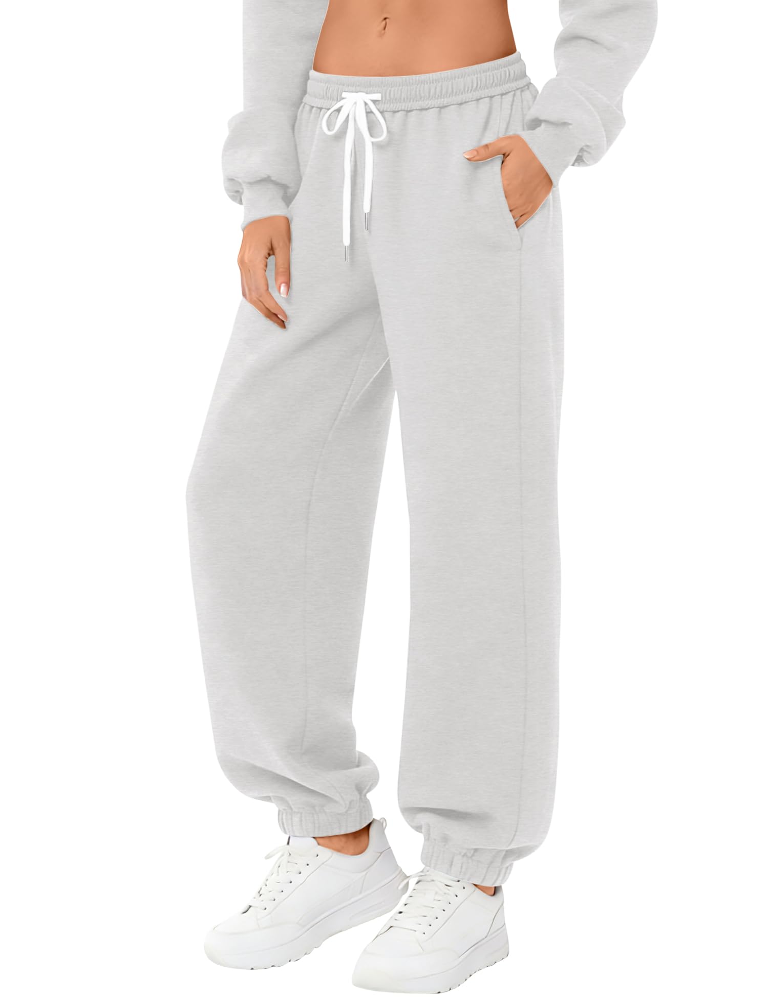 LOMON Sweatpants Women Fleece Joggers Wide Leg Sweat Pants Baggy Gym Sweatpant Winter Spring Drawstring Clothes with Pockets