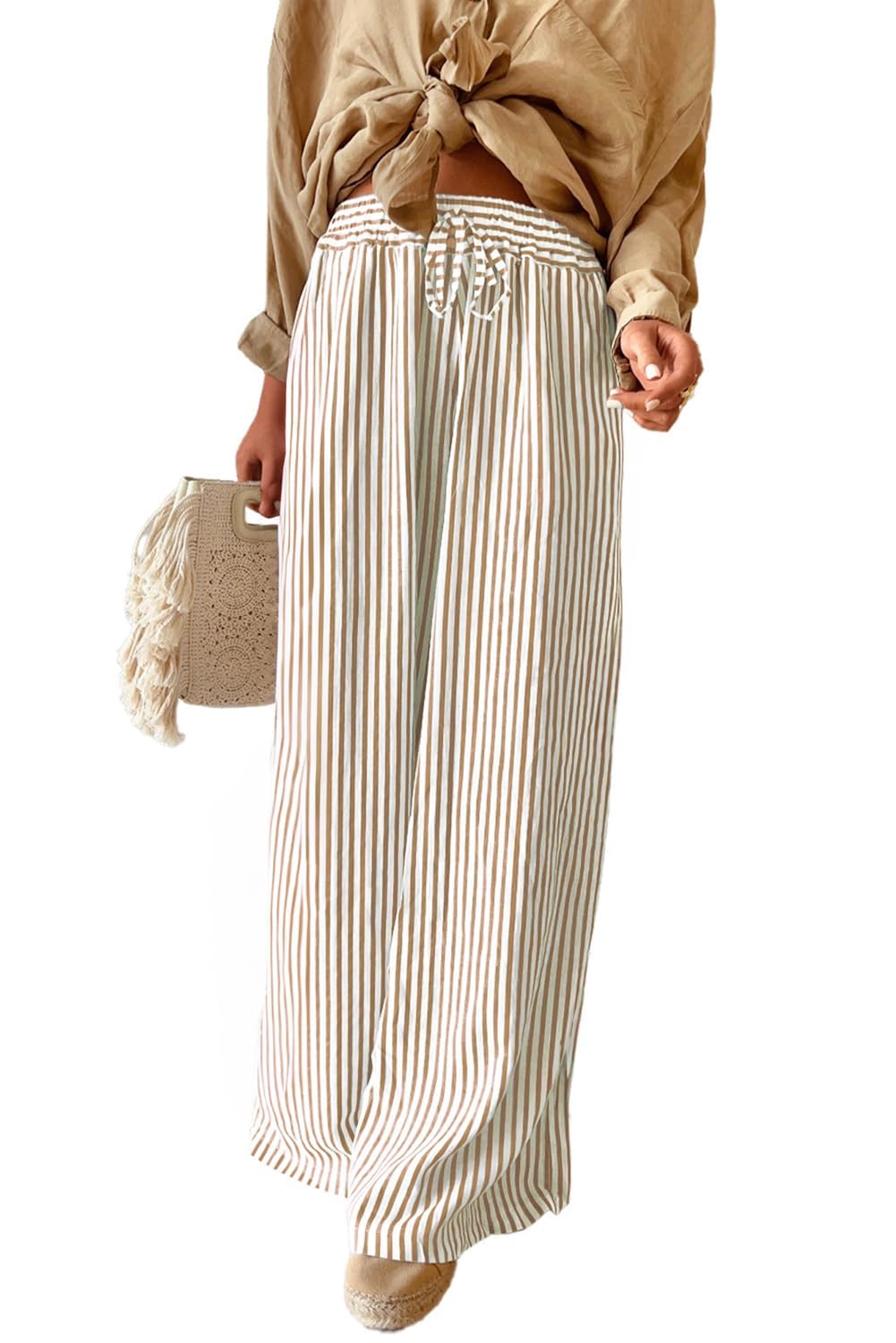 LOMON Striped Gingham Pants Women 2026 Spring Summer Pajamas Wide Leg Pj Lounge Boxer Bottoms Y2k Trousers with Pocket
