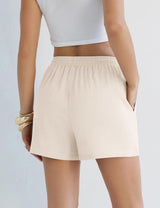 LOMON Linen Shorts for Women Summer Beach Casual Shorts Comfy Lightweight Vacation Cruise Outfits Lounge Pants with Pockets