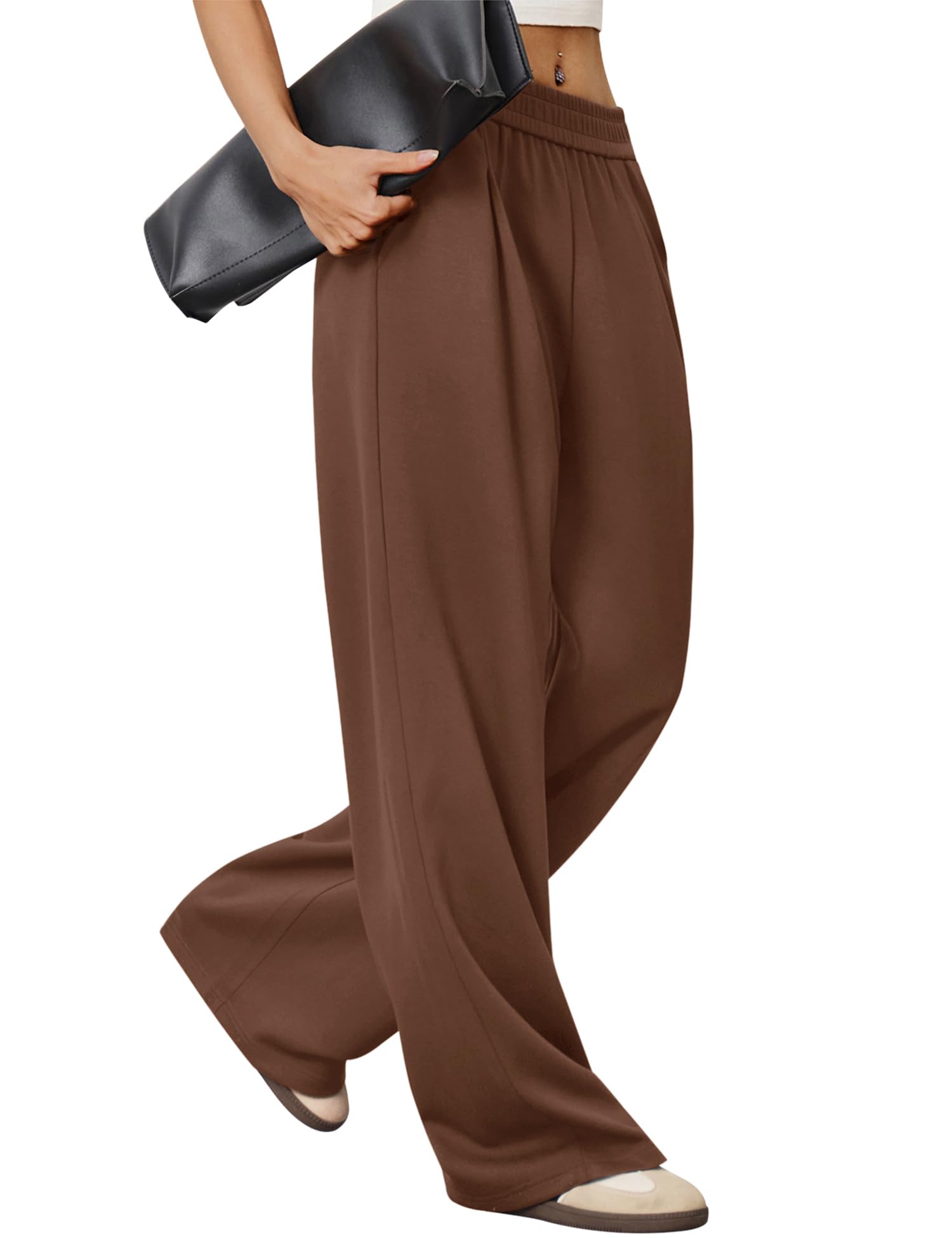 LOMON Womens Wide Leg Pants Travel Casual Lounge High Waist Flowy Palazzo Pants with Pocket Loose Spring Summer Clothing