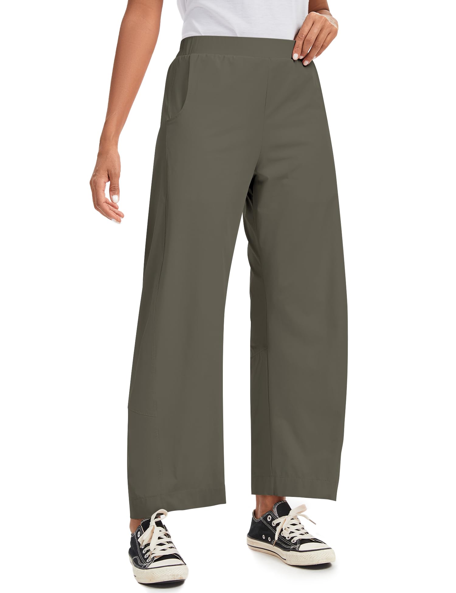 LOMON Wide Leg Barrel Pants for Women 27" Work Dress Casual Golf Loose Fit Crop Ankle Palazzo Slacks with Pockets Spring 2026