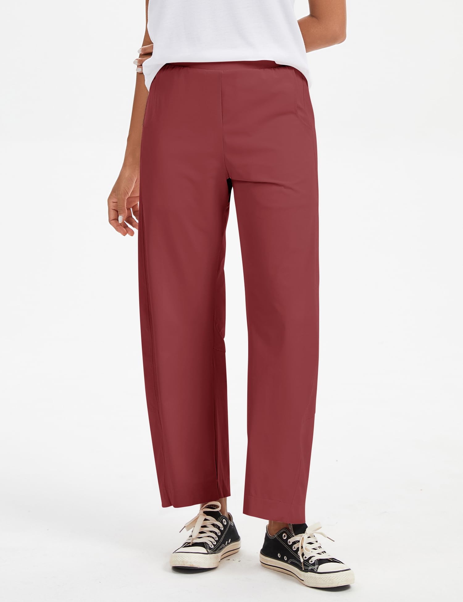 LOMON Wide Leg Barrel Pants for Women 27" Work Dress Casual Golf Loose Fit Crop Ankle Palazzo Slacks with Pockets Spring 2026