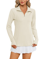 LOMON Women Long Sleeve Shirts Sun Protection 1/4 Zip Summer Quick Dry Hiking Shirts Quarter Zip Pullover for Women