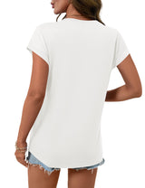 LOMON Womens Summer Tops Short Sleeve Shirts Cap Sleeve Tops Crew Neck Cute Trendy Tunic Blouses Dressy Casual Outfits 2026