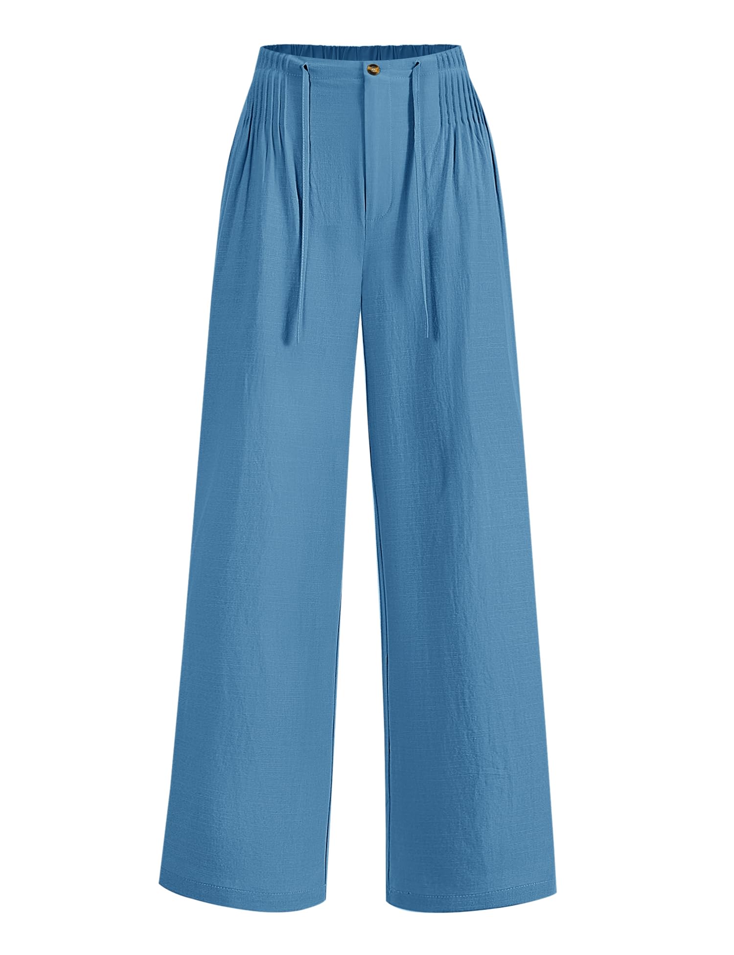LOMON Womens Linen Pants Summer Wide Leg Cotton Pants Drawstring Elastic Waist Casual Loose Slacks Work Trousers with Pockets