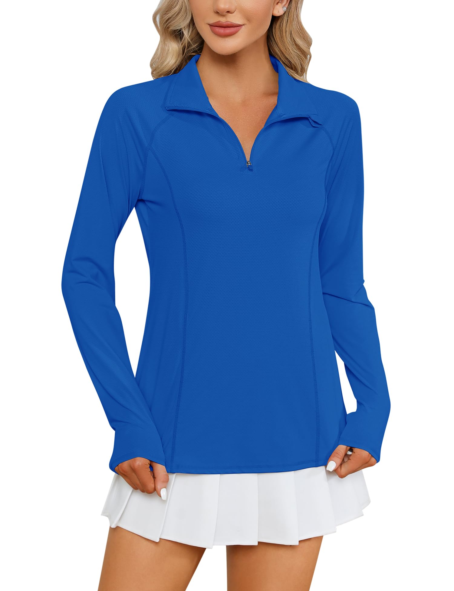 LOMON Women Long Sleeve Shirts Sun Protection 1/4 Zip Summer Quick Dry Hiking Shirts Quarter Zip Pullover for Women