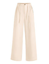 LOMON Womens Linen Pants Summer Wide Leg Cotton Pants Drawstring Elastic Waist Casual Loose Slacks Work Trousers with Pockets