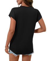 LOMON Womens Summer Tops Short Sleeve Shirts Cap Sleeve Tops Crew Neck Cute Trendy Tunic Blouses Dressy Casual Outfits 2026