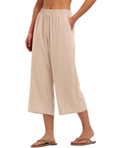 LOMON Women's Wide Leg Capri Pants Cropped Palazzo Summer Beach Vacation Casual Pants with Pockets