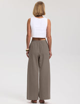 LOMON Cotton Linen Pants Women Wide Leg Palazzo Pants Beach Vacation Outfits Summer 2026 Flowy Clothes Trousers with Pockets