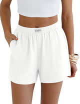 LOMON Linen Shorts for Women Summer Beach Casual Shorts Comfy Lightweight Vacation Cruise Outfits Lounge Pants with Pockets