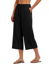 LOMON Women's Wide Leg Capri Pants Cropped Palazzo Summer Beach Vacation Casual Pants with Pockets