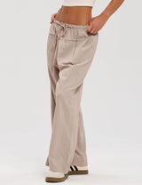 LOMON Pants for Women Wide Leg Side Striped Pants Drawstring Baggy Palazzo Work Trousers with Pockets