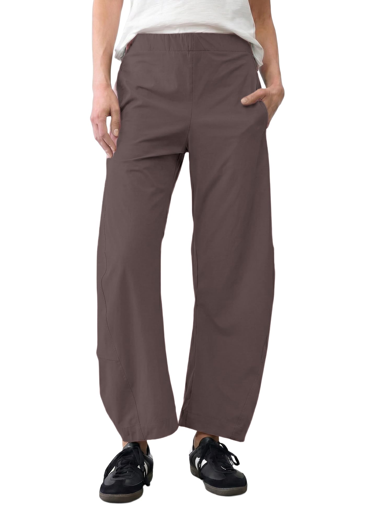 LOMON Wide Leg Barrel Pants for Women 27" Work Dress Casual Golf Loose Fit Crop Ankle Palazzo Slacks with Pockets Spring 2026