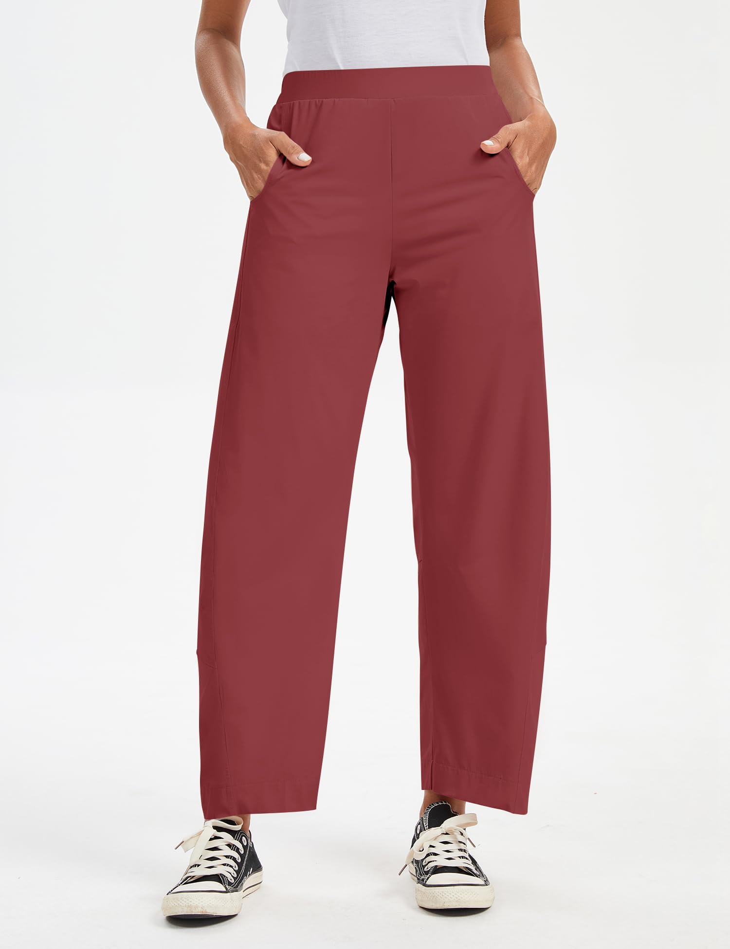 LOMON Wide Leg Barrel Pants for Women 27" Work Dress Casual Golf Loose Fit Crop Ankle Palazzo Slacks with Pockets Spring 2026