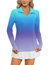 LOMON Women Long Sleeve Shirts Sun Protection 1/4 Zip Summer Quick Dry Hiking Shirts Quarter Zip Pullover for Women