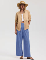 LOMON Cotton Linen Pants Women Wide Leg Palazzo Pants Beach Vacation Outfits Summer 2026 Flowy Clothes Trousers with Pockets