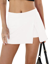 LOMON Mini Skirts for Women with Shorts Underneath Stretchy Bodycon Side Slit Sexy Y2K Club Date Night Going Out Outfits