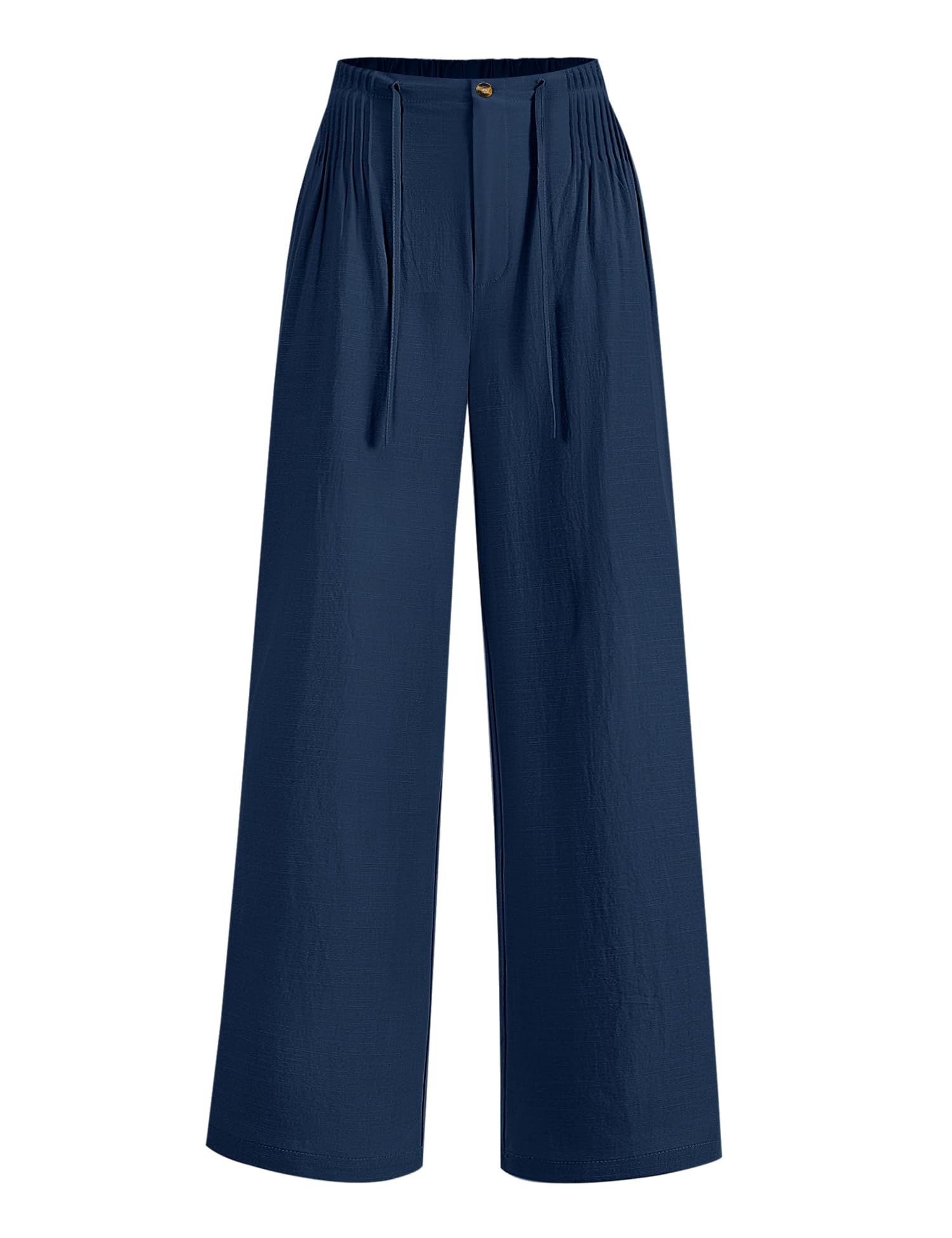 LOMON Womens Linen Pants Summer Wide Leg Cotton Pants Drawstring Elastic Waist Casual Loose Slacks Work Trousers with Pockets